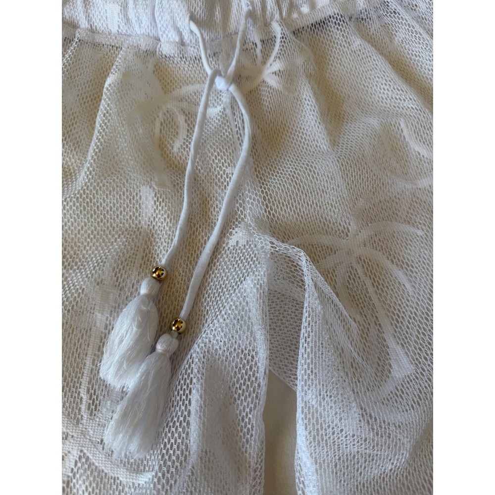 Miken Swim White‎ Mesh Palm Tree Flare Beach Cover Up Pants Small I6068K073R4 - Picture 4 of 9